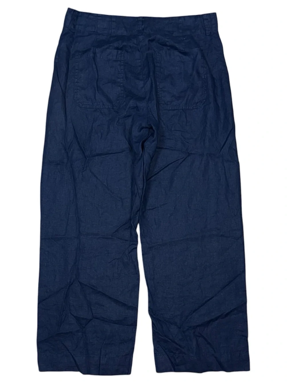 Quince 100% European Linen Patch Pocket Wide Leg Pants Navy 12 High Rise Utility